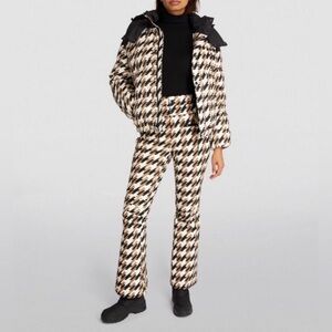 Perfect Moment Aurora Flare Camel, Black and white Houndstooth Ski Pants